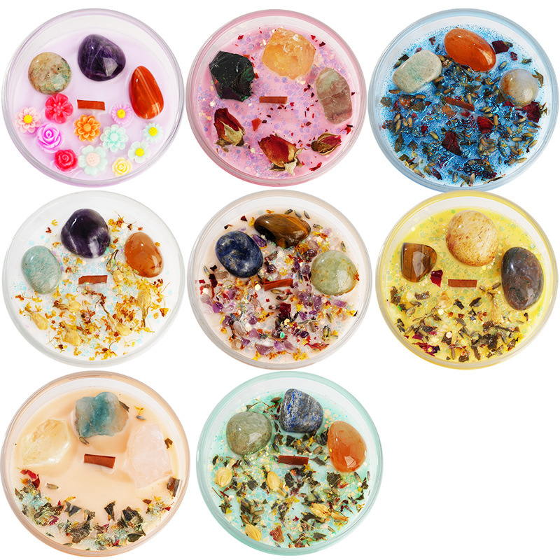 アロマキャンドル 天然石＆ドライフラワー入り ソイワックス アロマ キャンドル 香り ギフト おしゃれ