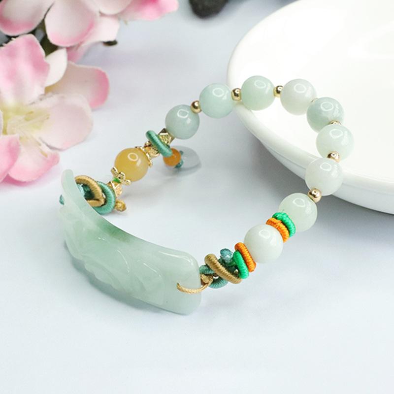 本翡翠 ブレスレット 天然石 パワーストーン 貔貅 ヒキュウ ブレス レディース 女性用 お守り アクセサリー