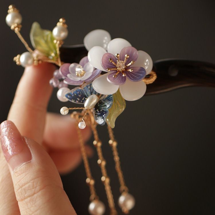  かんざし 木製  簪 紫陽花 一本差し 天然木 髪飾り 普段使い 和風 成人式 留袖用