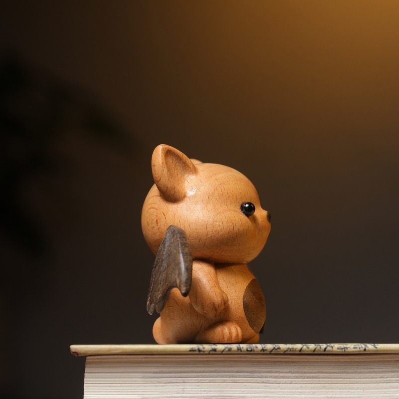木彫 蝙蝠 こうもり 置物 欅 ケヤキ バットフィギュア 人形 かわいい インテリア 小物