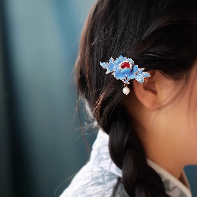 ヘアクリップ 牡丹 ぼたん 花 パール ヘアピン ヘアアクセサリー 前髪留め 髪飾り