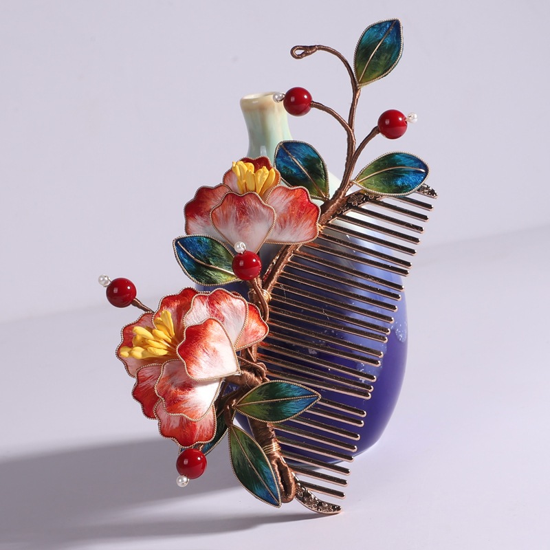 髪飾り レディース ヘアコーム 絨花 シルクフラワー ヘアピン 結婚式 和服