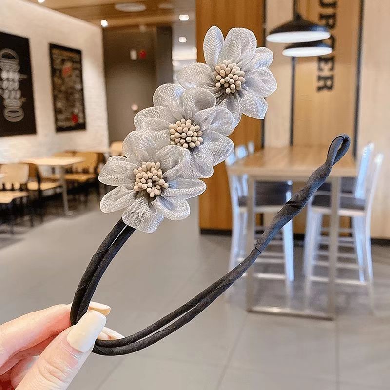 ヘアツイストクリップ レディース ネットフラワー  ヘアクリップ    お団子  ヘアアクセサリー  おしゃれ ファッション 