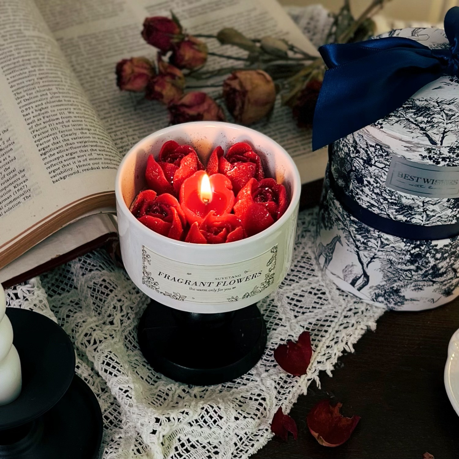 アロマキャンドル バラキャンドル  バレンタインギフトおしゃれ 天然 キャンドル  結婚祝い 誕生日ギフト ローズ アロマ