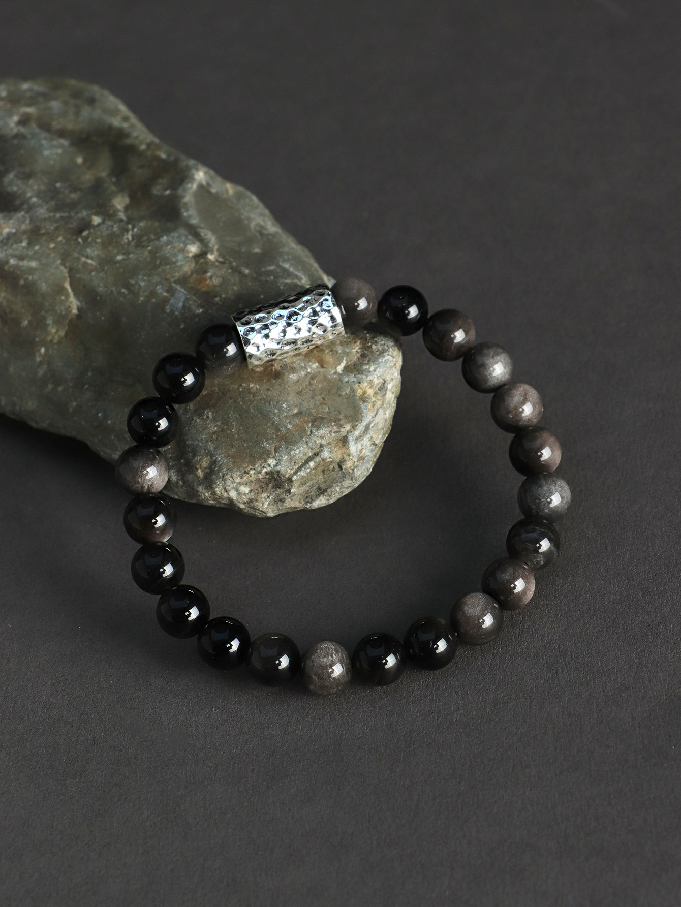 銀曜石ブレスレット メンズ レディース ペア 天然石 パワーストーン ブレスレット お守り 数珠