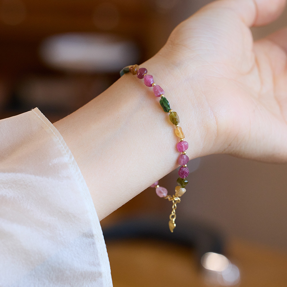 トルマリン ブレスレット 天然石  パワーストーン レディース 数珠 カラー 浄化用