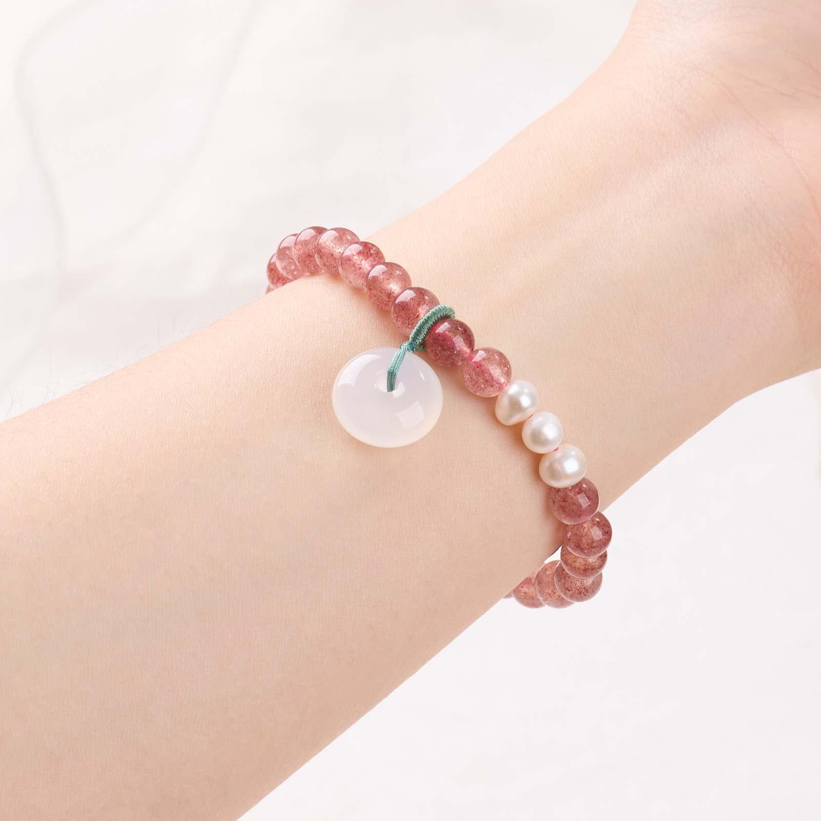 ストロベリークォーツ ブレスレット 6mm 天然石 ストロベリー水晶  真珠 レディース 恋愛のお守り
