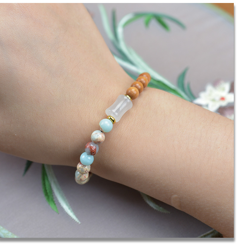 ブレスレット 天然白檀 寿山石 腕輪ブレスレット 天然石 天然木 6mm 女性用 レディースお守り アクセサリー 