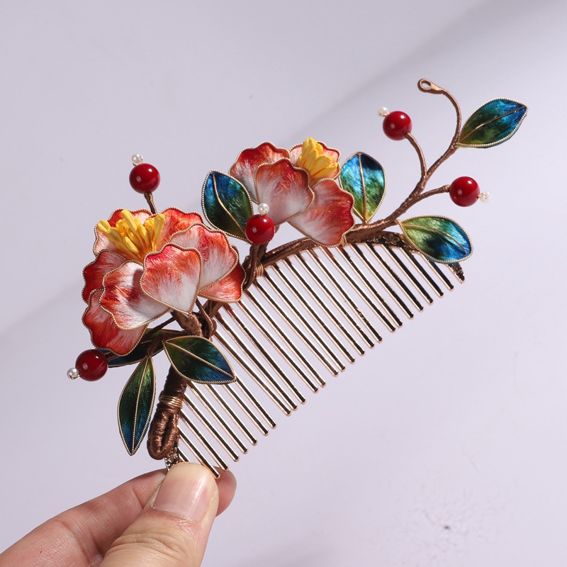 髪飾り レディース ヘアコーム 絨花 シルクフラワー ヘアピン 結婚式 和服