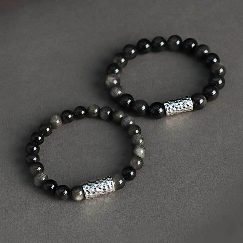 銀曜石ブレスレット メンズ レディース ペア 天然石 パワーストーン ブレスレット お守り 数珠