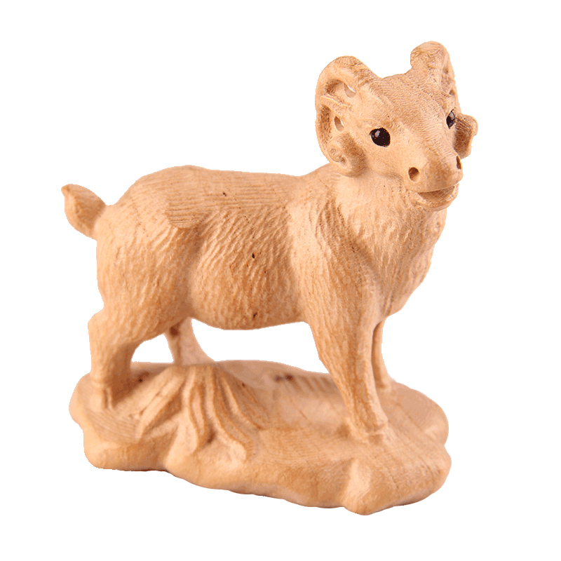  木彫り ひつじ 羊 ヒツジ アニマル 動物 桃の木 十二干支 未年 置物 開運 アイテム 手作り