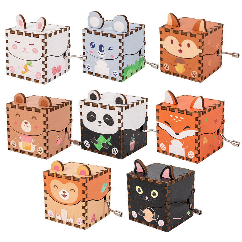 木製 オルゴール 動物シリーズ  手回しオルゴール 木製おもちゃ DIYキット 音楽ボックス 贈り物 誕生日 プレゼント