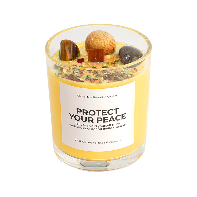 アロマキャンドル 天然石＆ドライフラワー入り ソイワックス アロマ キャンドル 香り ギフト おしゃれ