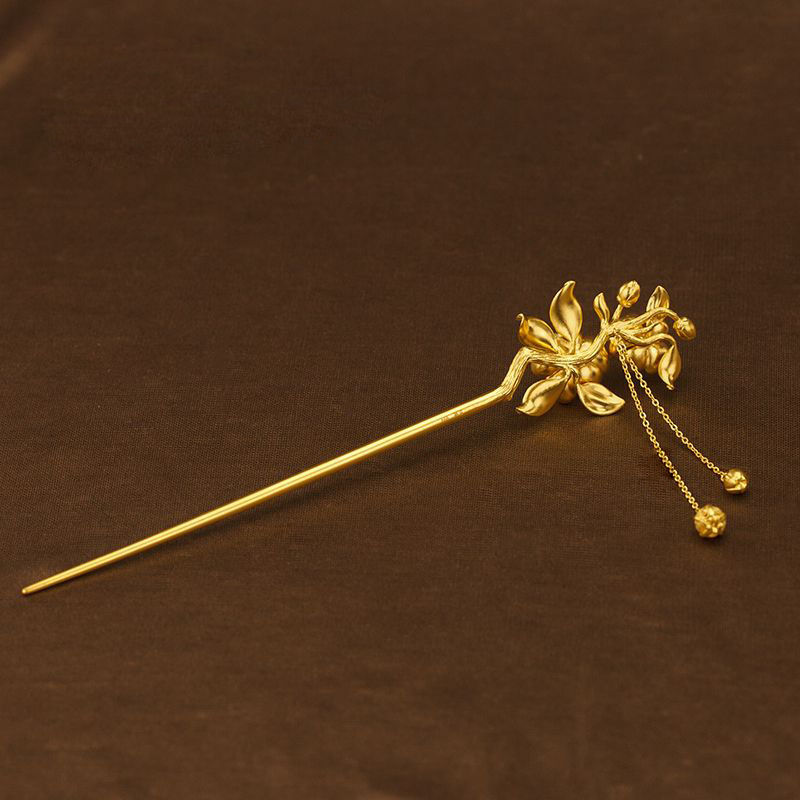 髪飾り 成人式  結婚式 桃の花 かんざし 花 簪 ゴールド 一本差し 浴衣 着物 和装小物