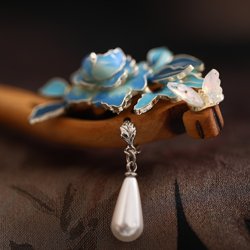 緑檀 かんざし 天然木 簪 一本差し 牡丹かんざし パール 髪飾り 女性用 和風 花柄 普段使い 結婚式 成人式 留袖式