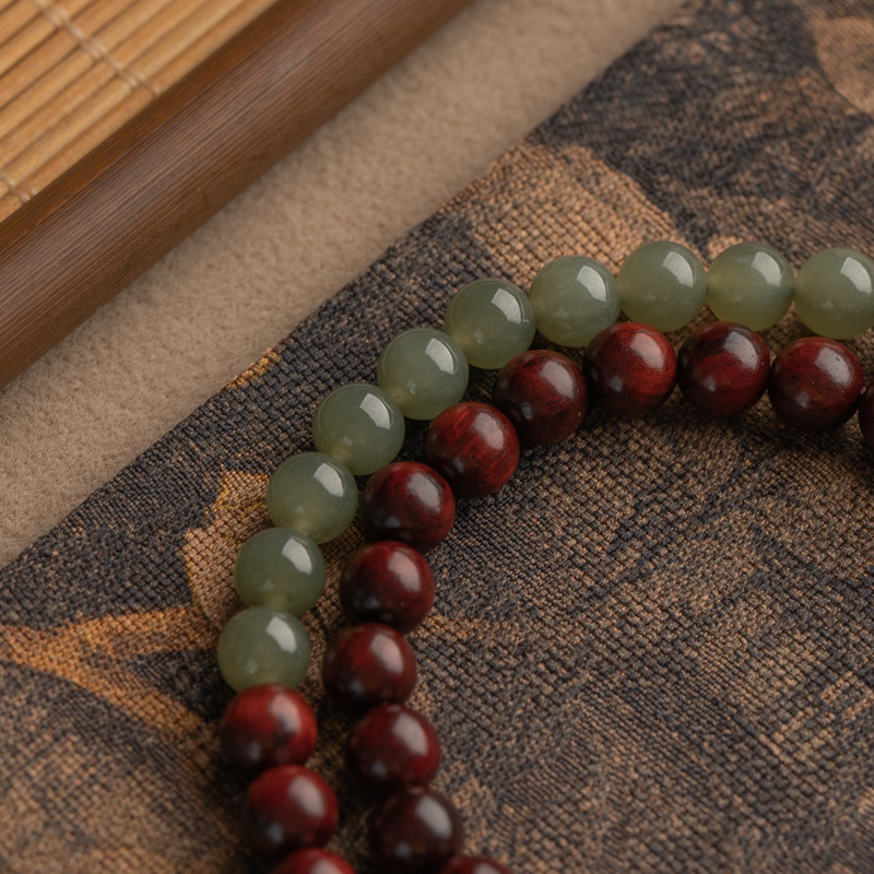 紫檀ブレスレット 天然木 和田玉 二輪 ブレスレット 腕輪数珠 男性用 女性用 お守り