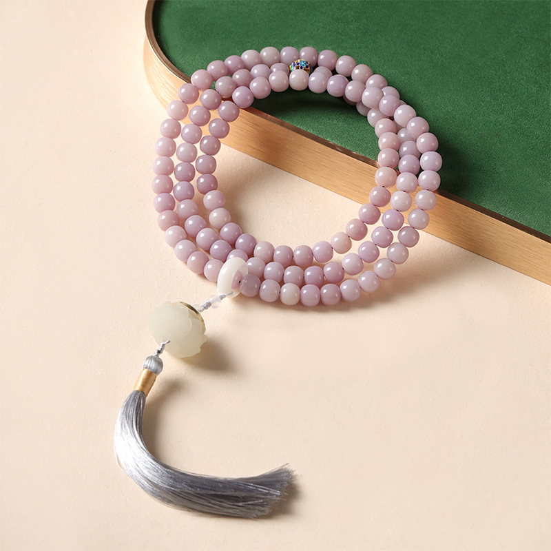 数珠ブレスレット 108玉 菩提樹 女性用 蓮花 念珠 数珠 ピンク パープル