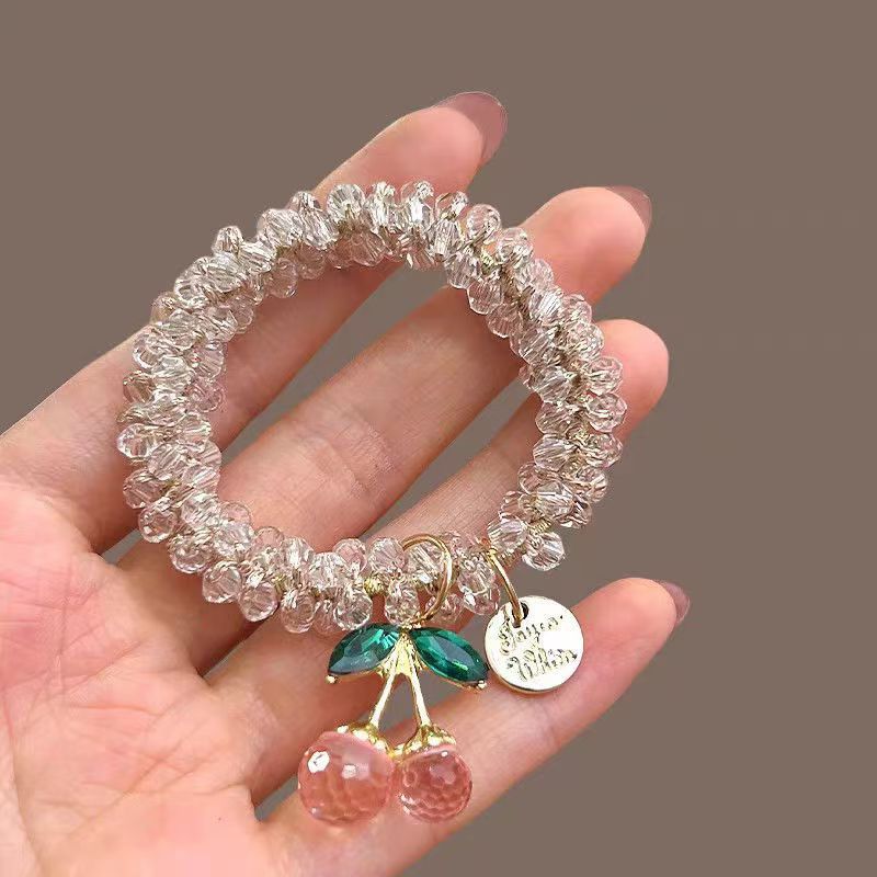 ヘアゴム カラフル ラインストーン チェリー サクランボ レディース ヘアアクセサリー かわいい おしゃれ 