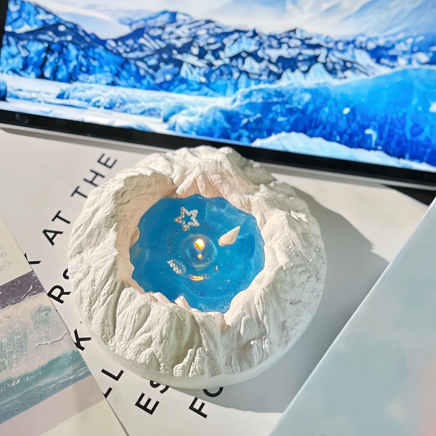 雪山 星空キャンドル アロマキャンドル 氷山 セメント製 インテリア 装飾品 おしゃれ 癒し キャンドル リビング 寝室 玄関