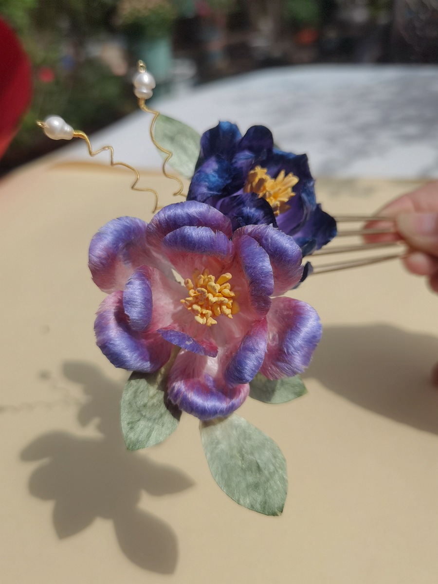 髪飾り ヘアコーム 絨花 牡丹 レディース かんざし 結婚式 成人式 和服  