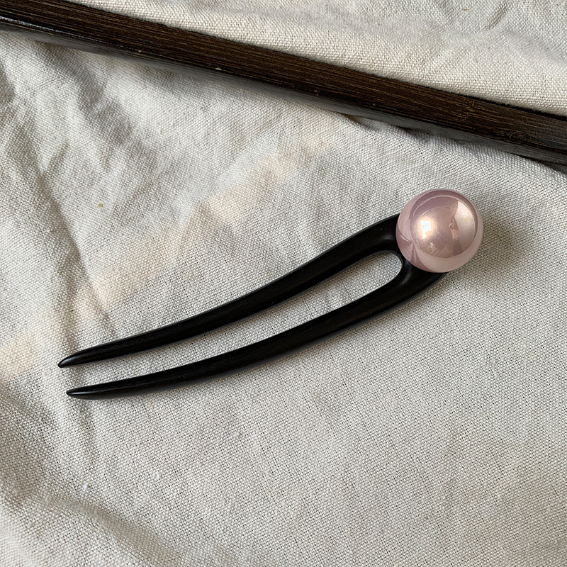 かんざし U字 簪 檀木 真珠 普段使い 和服 ヘアピン 髪飾り