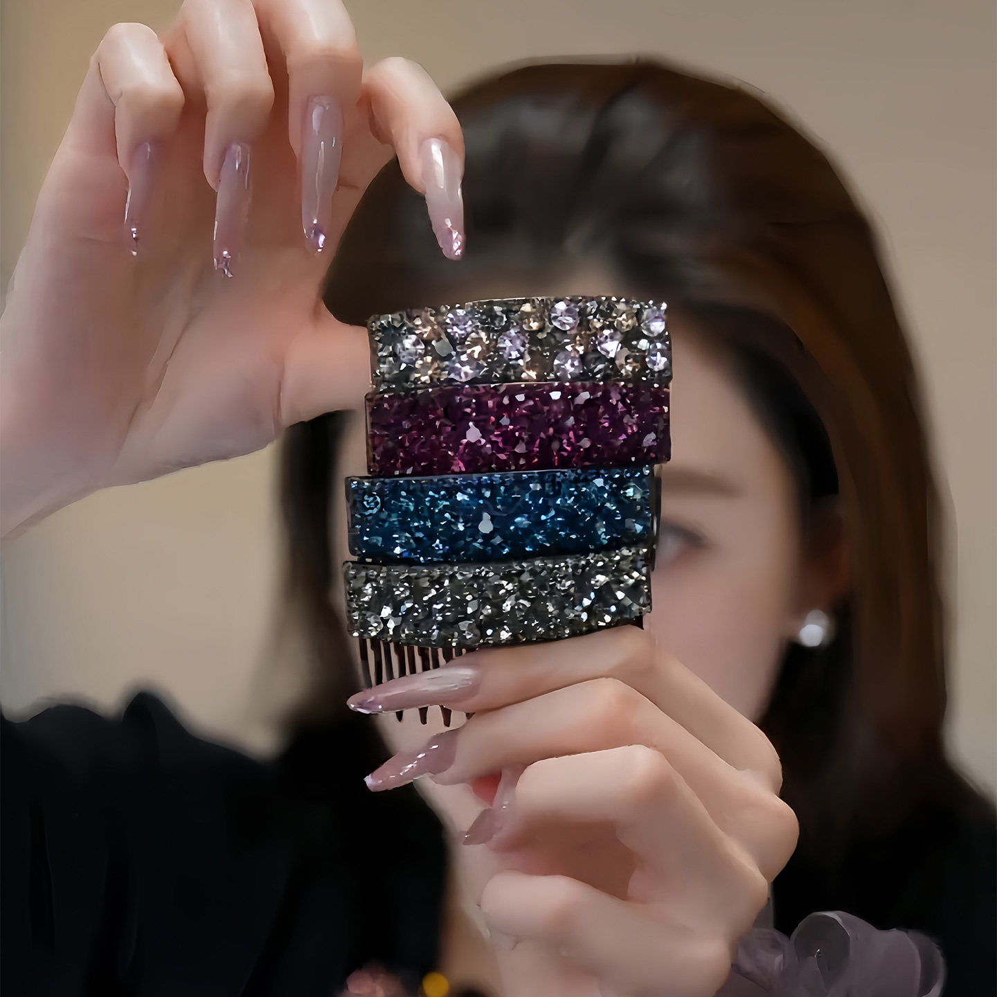 夜会巻きコーム かんざし ラインストーン レディース 簪 コーム 髪飾り 韓国風 成人式 着物 結婚式