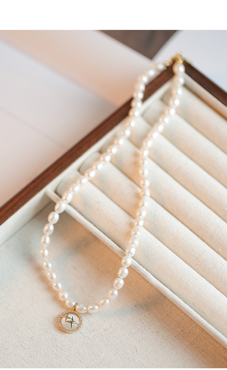 パール ネックレス  本真珠 6mm  キャッツアイの星