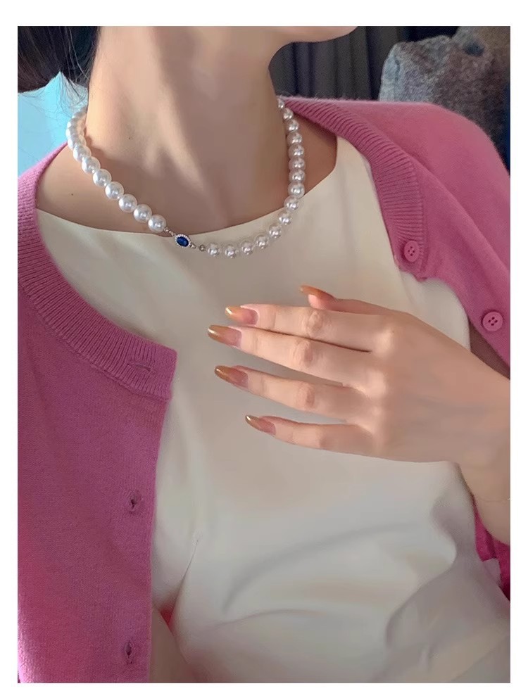 パールネックレス オーストラリア産 白蝶真珠 天然 ブルーサファイア 6mm 8mm 10mm