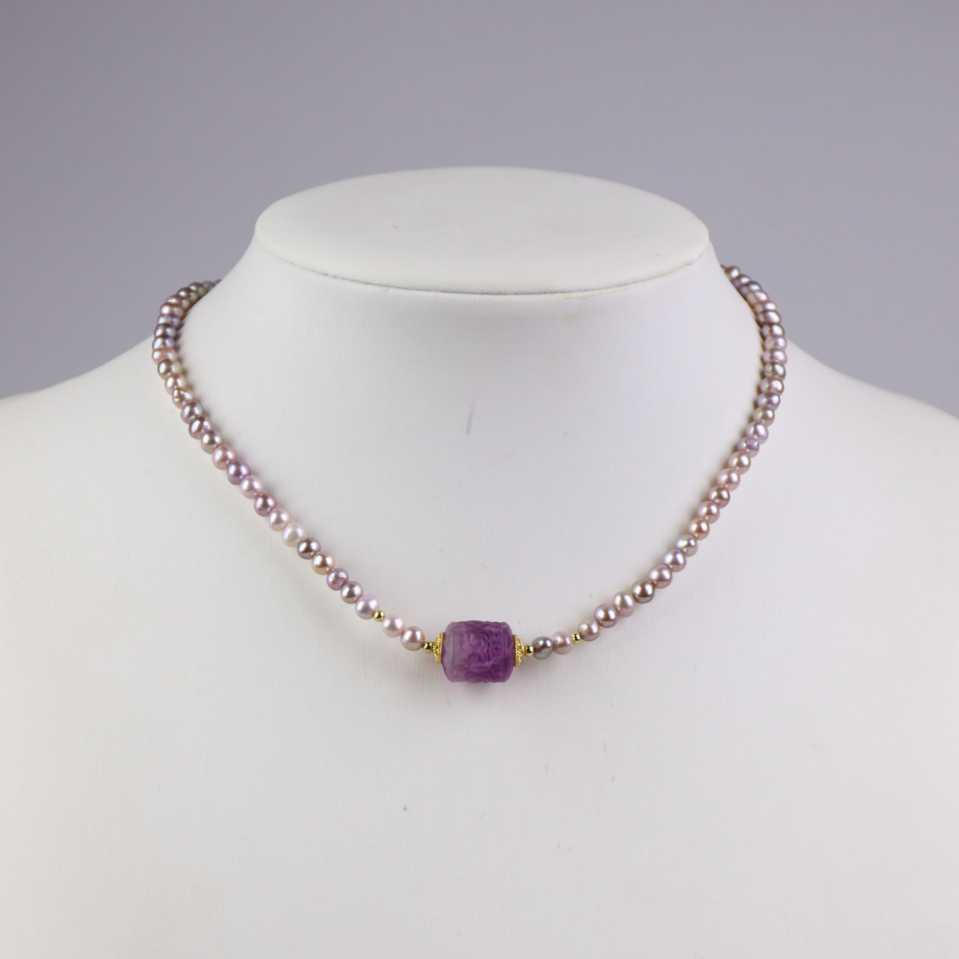 パール ネックレス 紫 真珠 水晶 レディース おしゃれ フォーマル 結婚式 入学式 卒業式  
