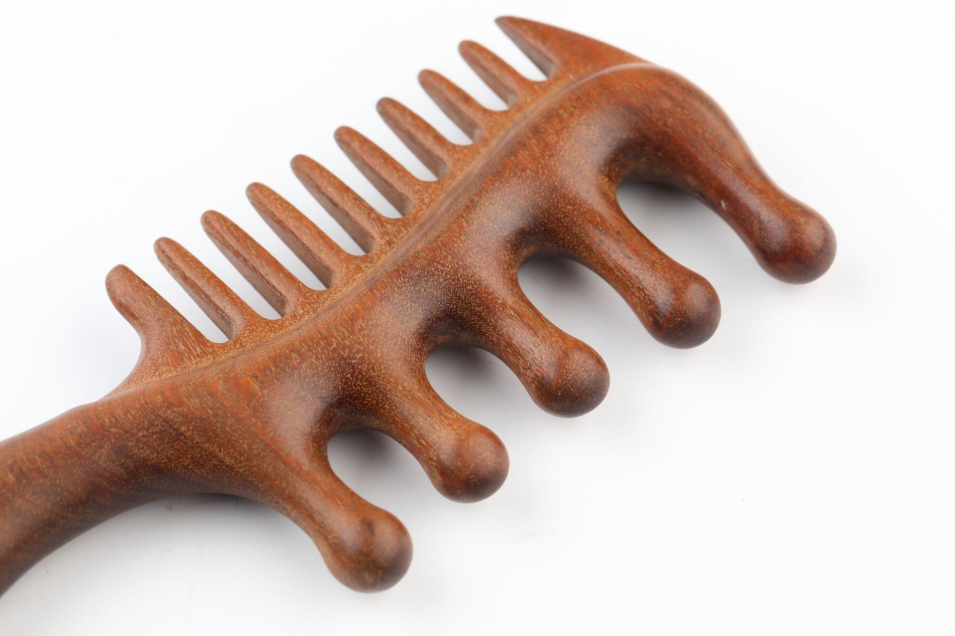 木製コーム 檀木 櫛 マッサージコーム 両面 頭皮マッサージ ヘアコーム ヘアブラシ かっさ 血行促進 リンパ ヘッドスパ 経絡マッサージ 静電気防止