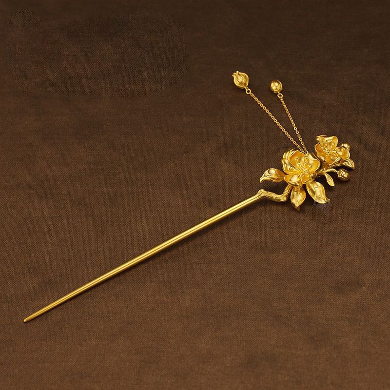 髪飾り 成人式  結婚式 桃の花 かんざし 花 簪 ゴールド 一本差し 浴衣 着物 和装小物