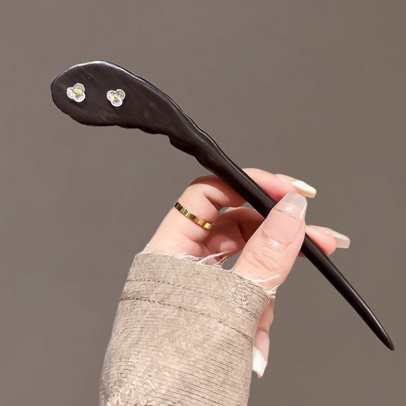 かんざし 簪 本黒檀 芭蕉扇簪 一本挿し 和風 髪飾り ヘアピン 和装 洋装 着物  送料無料