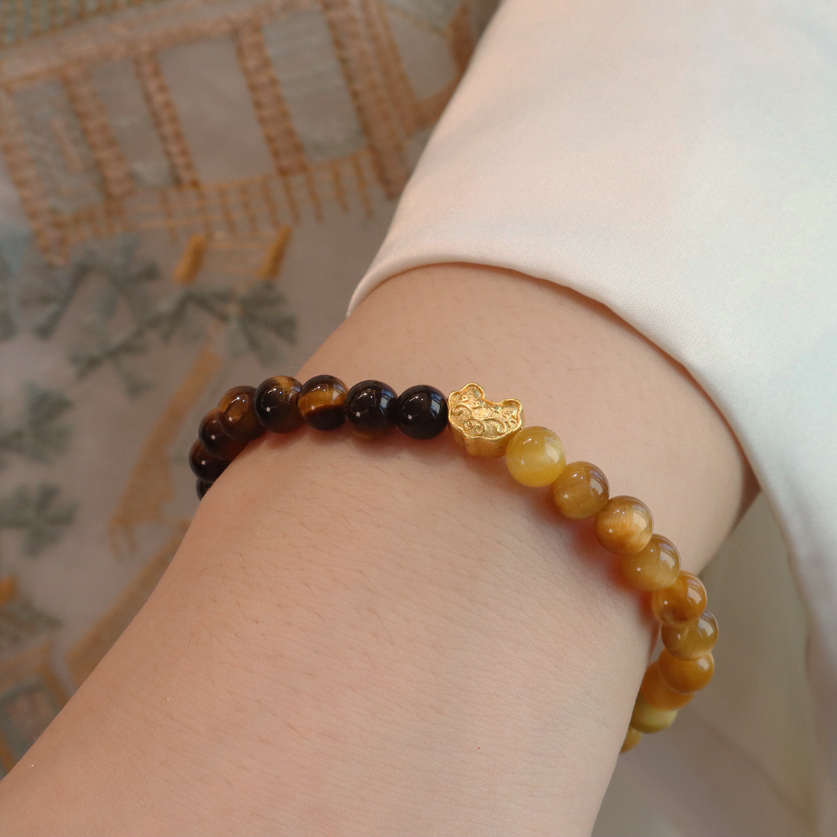 タイガーアイ ブレスレット 二色虎目石  パワーストーンブレスレット 天然石 数珠ブレス お守り