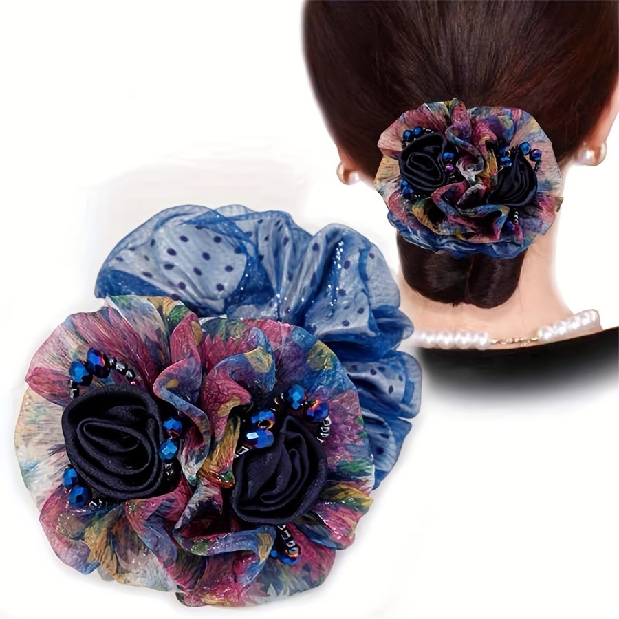 まとめ髪 お団子メーカー ヘアゴム レースフラワー シニヨンメーカー ヘアアレンジ エレガント