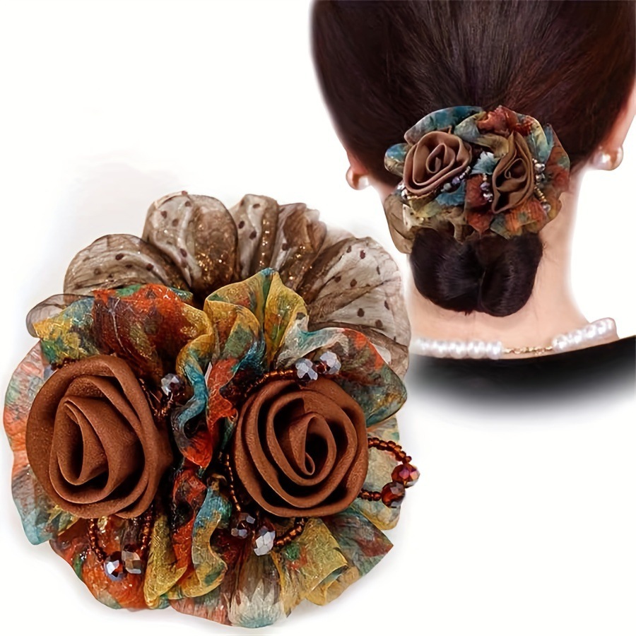 まとめ髪 お団子メーカー ヘアゴム レースフラワー シニヨンメーカー ヘアアレンジ エレガント