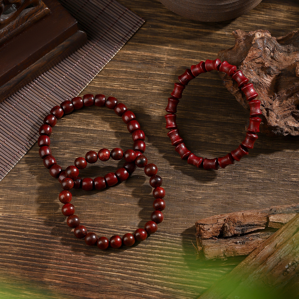 数珠ブレスレット 紫檀 シタン 腕輪 天然木 男性用 女性用 お守り