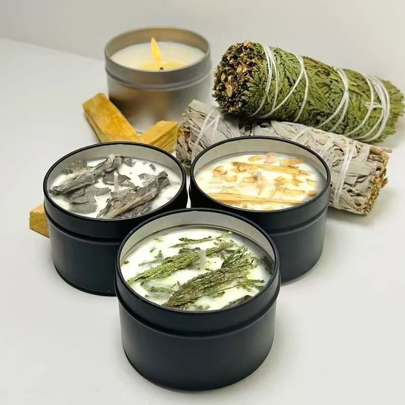 アロマキャンドル ホワイトセージ・パロサント・セドラ・ ラベンダー 天然成分100% 浄化・瞑想用 キャンドル ソイキャンドル