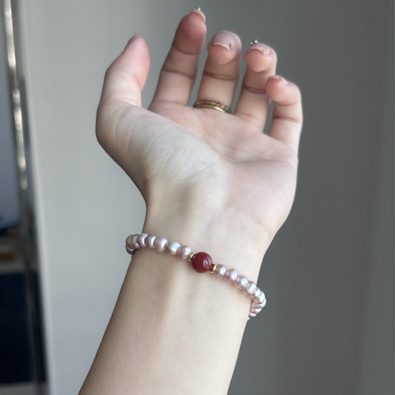 パール ブレスレット 桜色 本真珠 辰砂 普段使い フォーマル  結婚式 卒業式 入学式