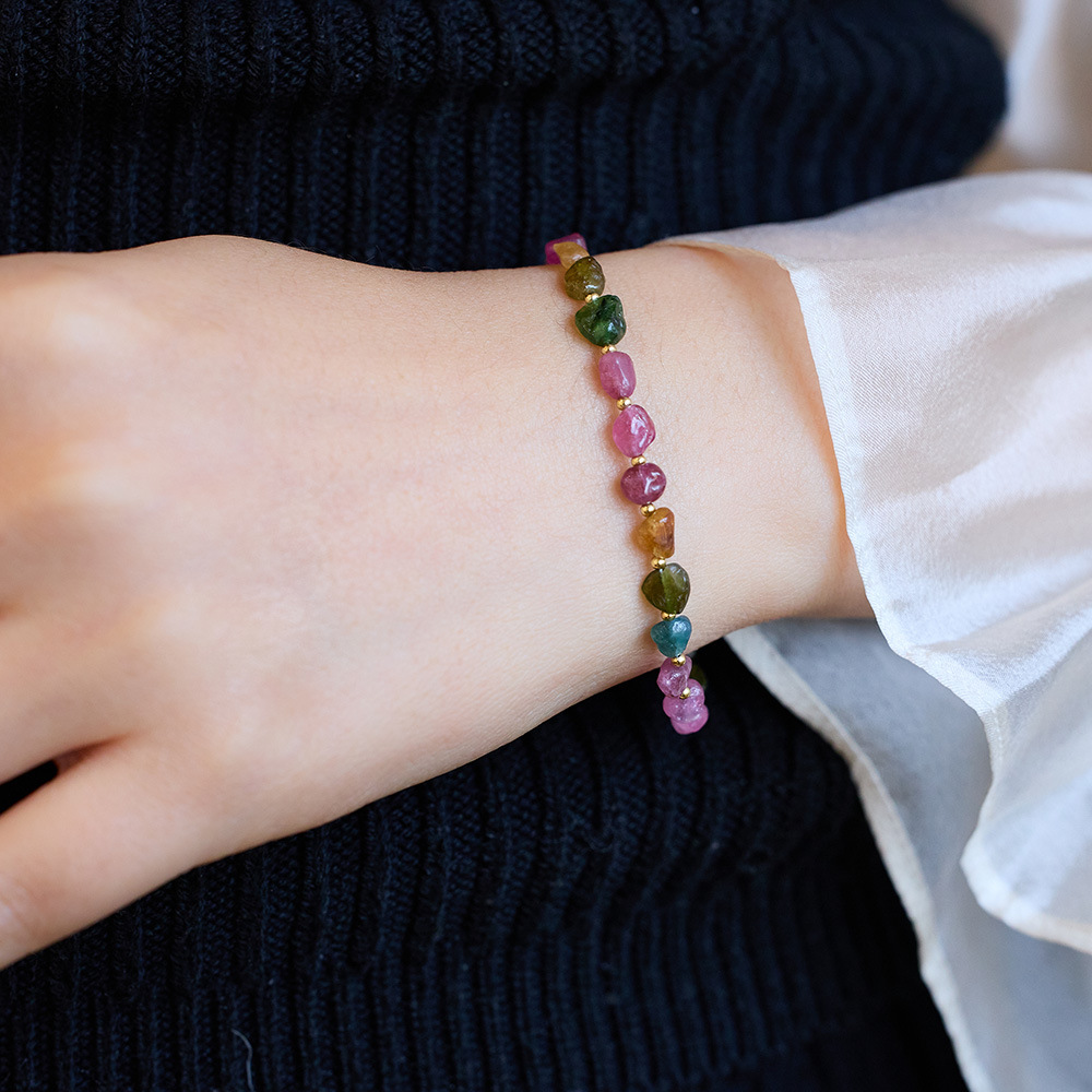 トルマリン ブレスレット 天然石  パワーストーン レディース 数珠 カラー 浄化用