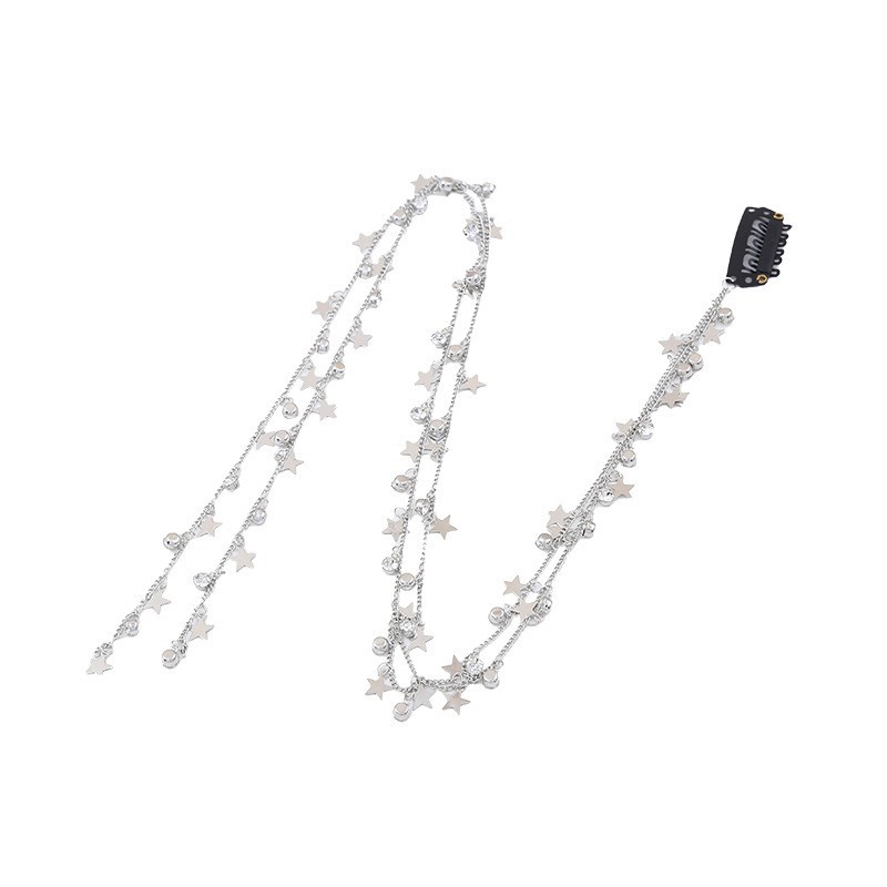 ヘアチェーン ヘッドアクセサリー タッセルヘア ラインストーン 星 髪飾り 結婚式 成人式