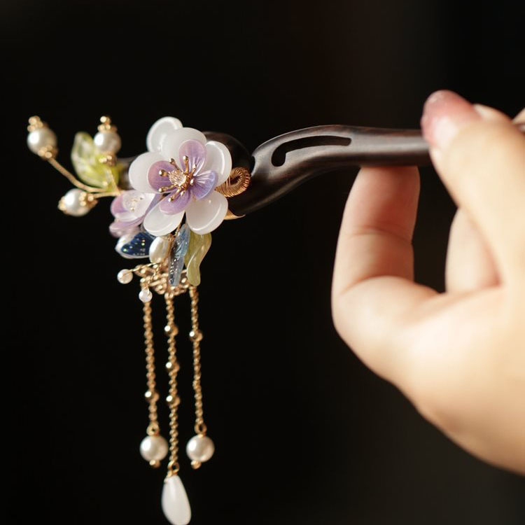  かんざし 木製  簪 紫陽花 一本差し 天然木 髪飾り 普段使い 和風 成人式 留袖用