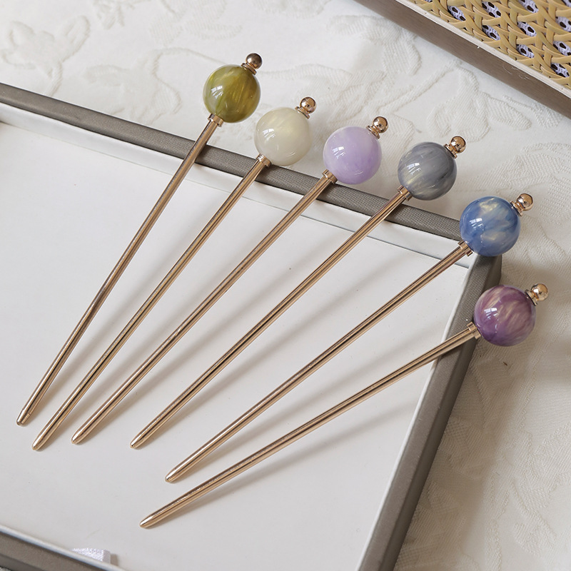 シンプル かんざし 簪 ヘアスティック 飴玉  一本挿し レディース 着物 髪飾り 普段使い 留袖 花火大会 大人 成人式 七五三