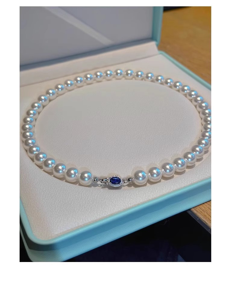 パールネックレス オーストラリア産 白蝶真珠 天然 ブルーサファイア 6mm 8mm 10mm