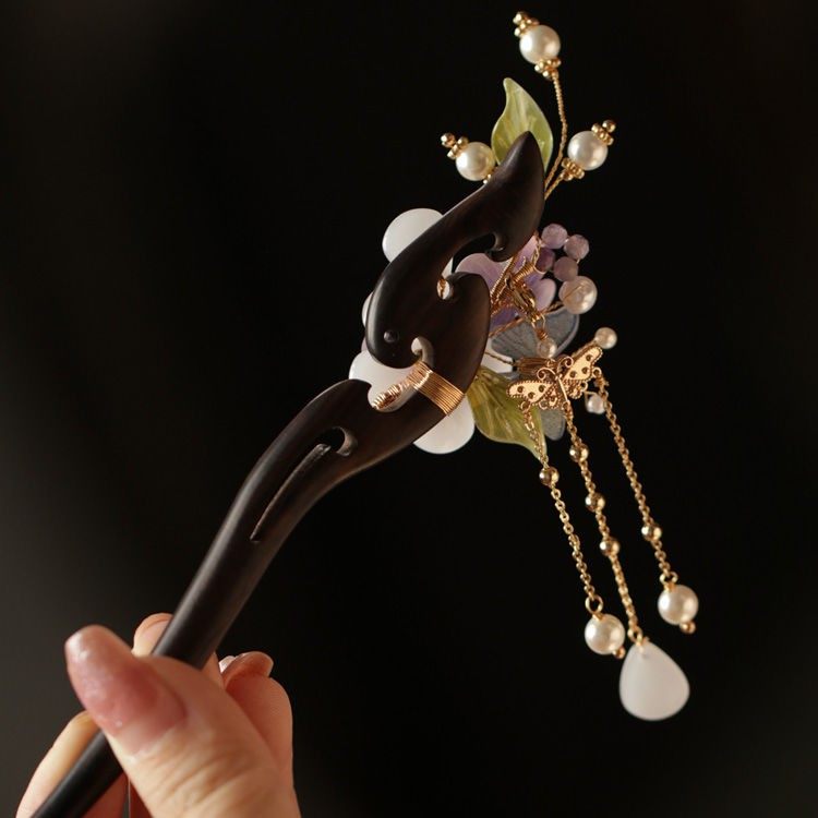  かんざし 木製  簪 紫陽花 一本差し 天然木 髪飾り 普段使い 和風 成人式 留袖用