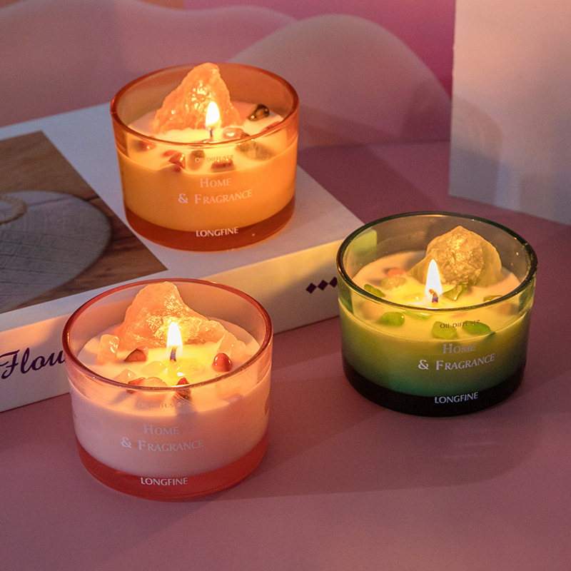 アロマキャンドル 天然石入り ソイワックス キャンドル フレグランスキャンドル  癒し ギフト