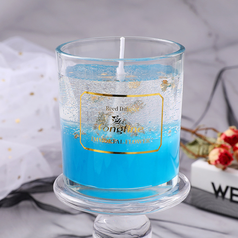 アロマキャンドル ゼリーキャンドル ラベンダー ローズ ギフト おしゃれ アロマ 金箔 透明 ろうそく 花 香り ボタニカル ﻿