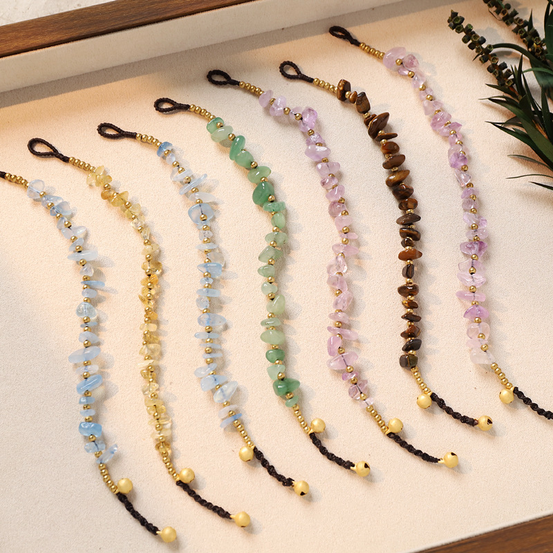 天然石 パワーストーン ブレスレット 選べる5種類- 東陵玉、アクアマリン、アメジスト、タイガーアイ、シトリン