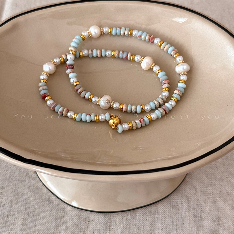 天然石 ブレスレット 寿山石  淡水パール レディース 二連ブレスレット 数珠 腕輪 普段使い パワーストーン