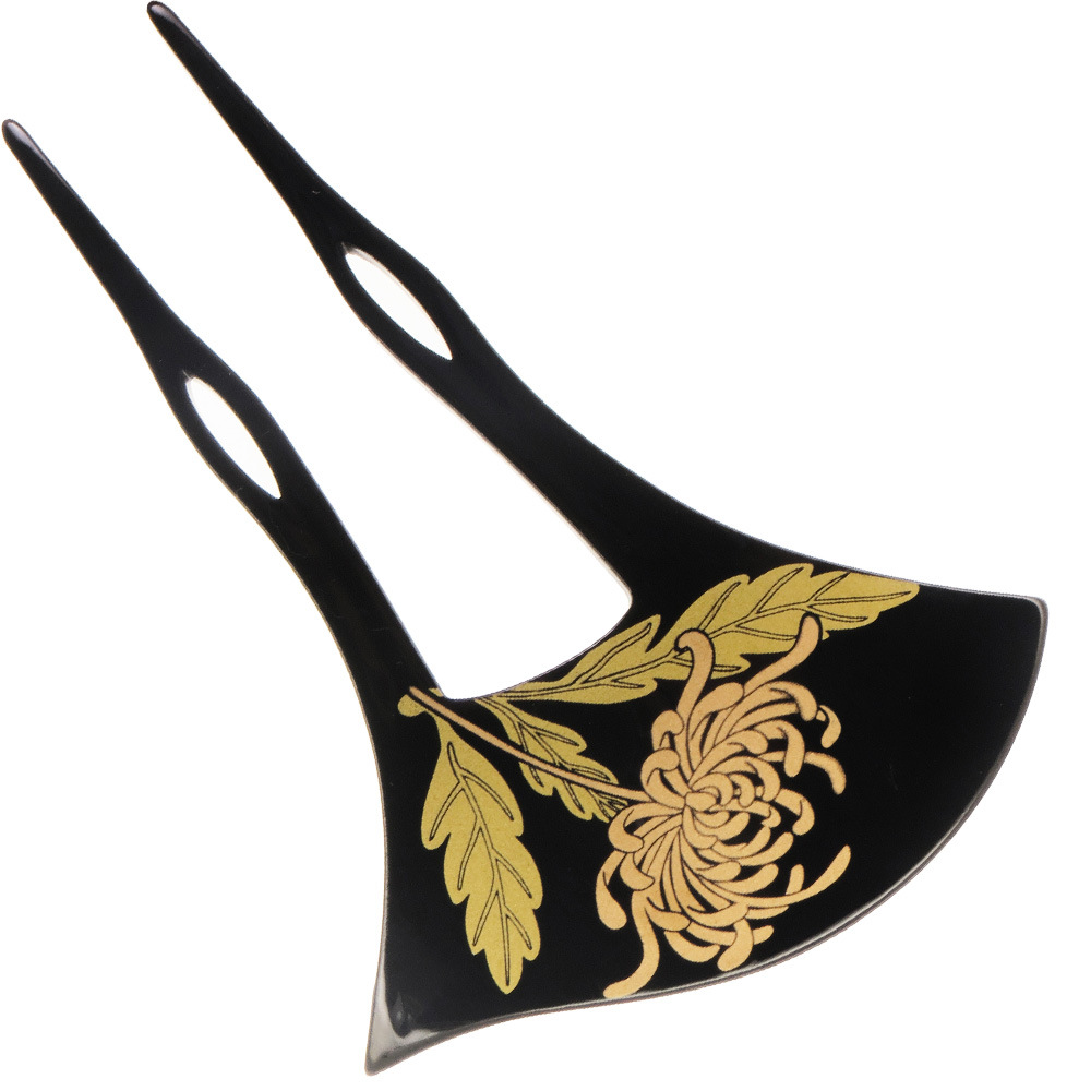 べっ甲風 かんざし 髪飾り 菊の花 蒔絵かんざし 和装 バチ型 簪 まとめ髪 結婚式  留袖 