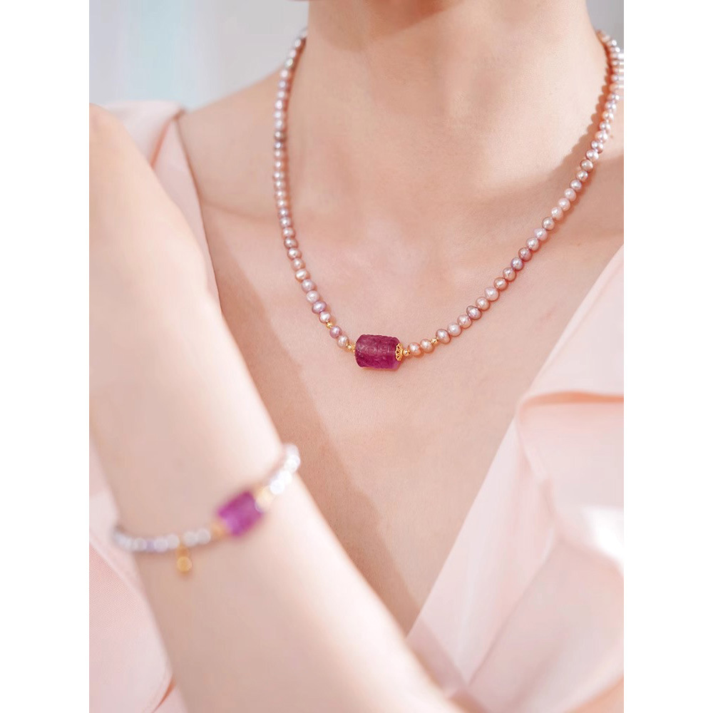 パール ネックレス 紫 真珠 水晶 レディース おしゃれ フォーマル 結婚式 入学式 卒業式  